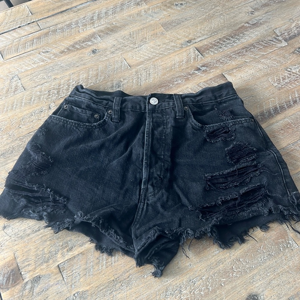 A&F Distressed High Waisted Jean Shorts